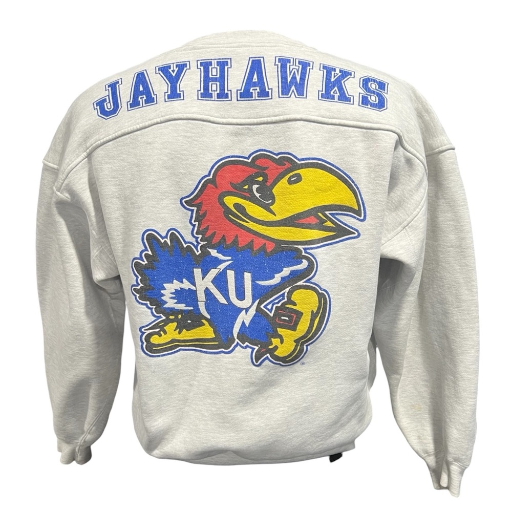 Vtg 90’s Galt Sand Kansas Jayhawks KU Crewneck Sweatshirt Large NCAA Rock Chalk - Picture 2 of 13